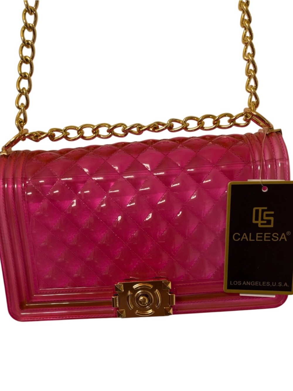 CALEESA Pink Quilted Jelly Chain Crossbody Bag - NWT **